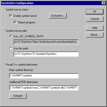 Configuration dialog