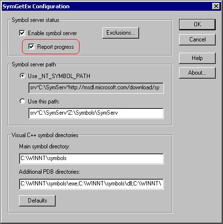 Configuration dialog